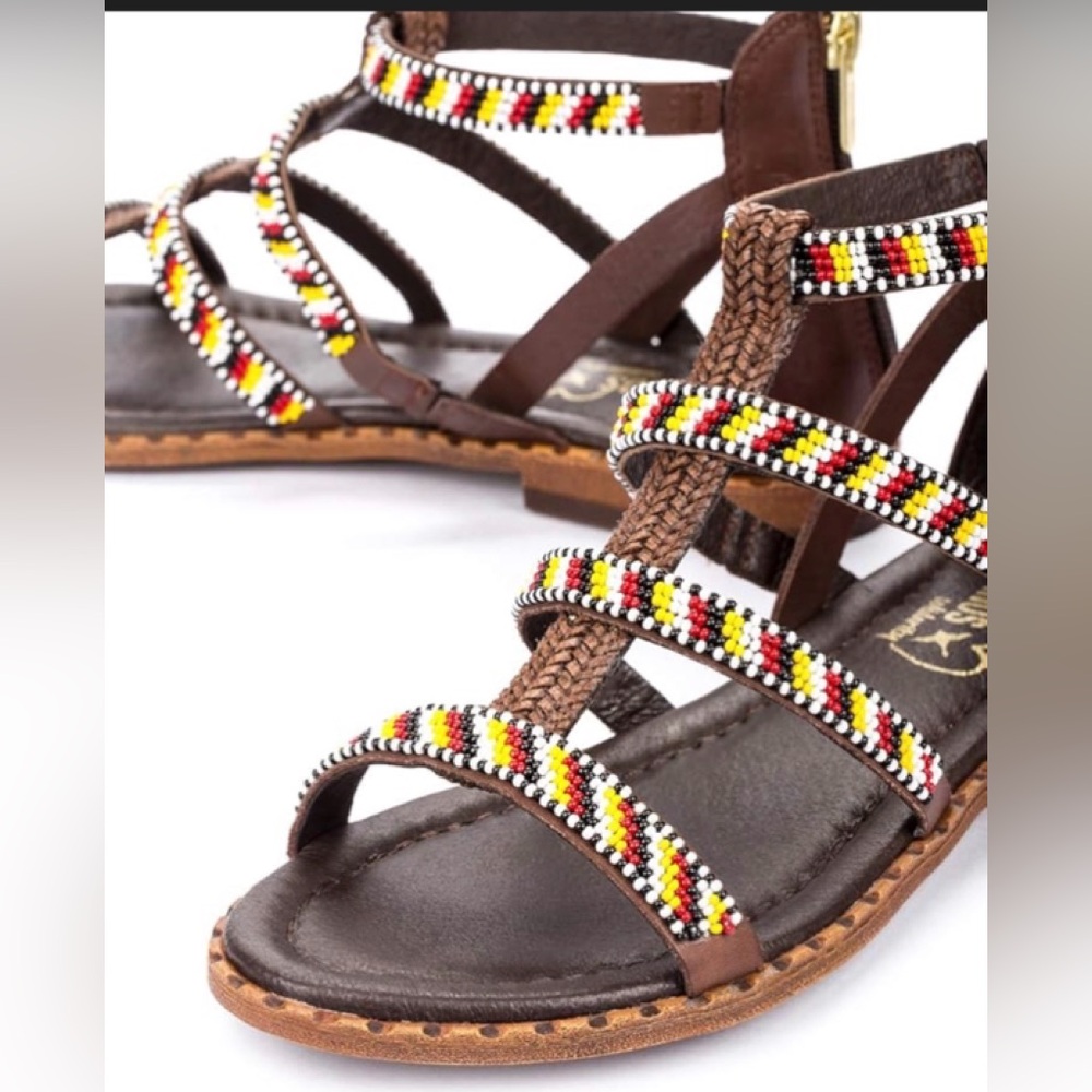 Pikolinos ALGAR Flat Sandals Beaded Leather Women's 9.5/40